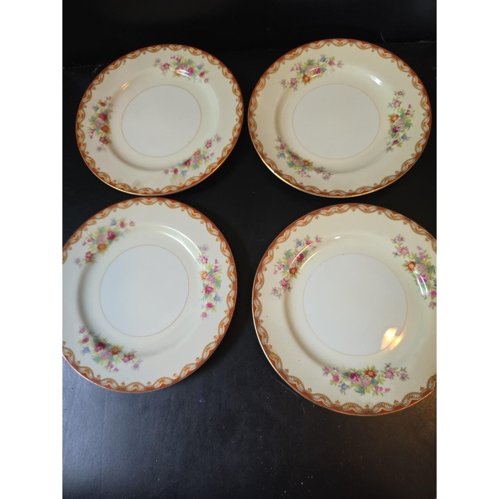 Set Of 4 Diamond China Japan Roslyn Bread and Butter Side 6 1/8" Plates Saucers